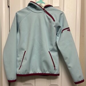 Lithic Vintage Sky Blue Quarter-Zip Pullover Jacket with Burgundy Trim